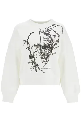 Alexander Mcqueen Boxy Cherry Blossom Skull Sweat