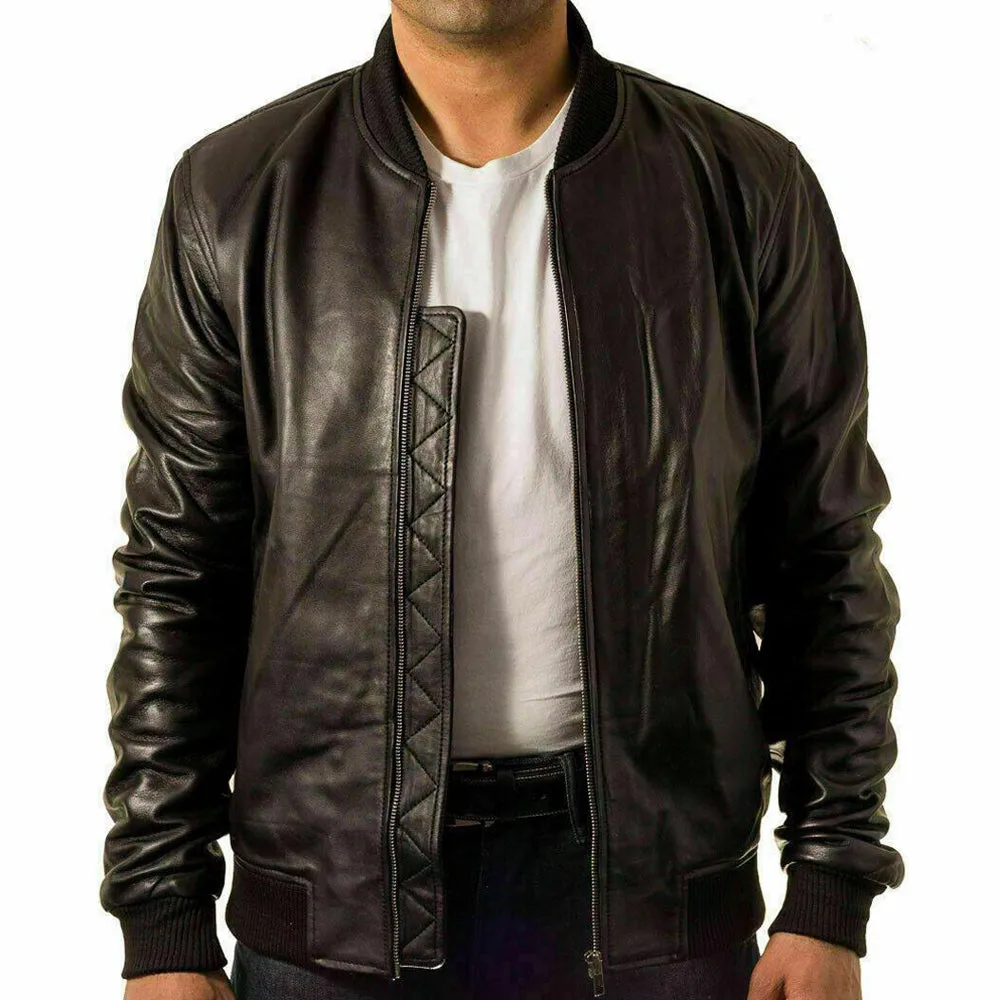 Bomber Style Leather Fashion Varsity 80's Casual Jacket