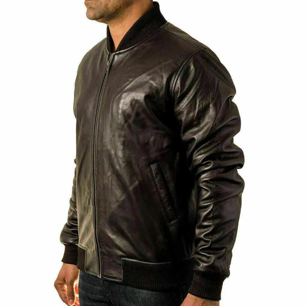 Bomber Style Leather Fashion Varsity 80's Casual Jacket