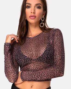 Bonnie Crop Top in Rar Leopard Mesh