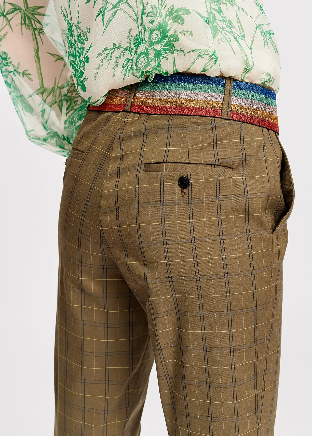 Brown plaid tailored trousers