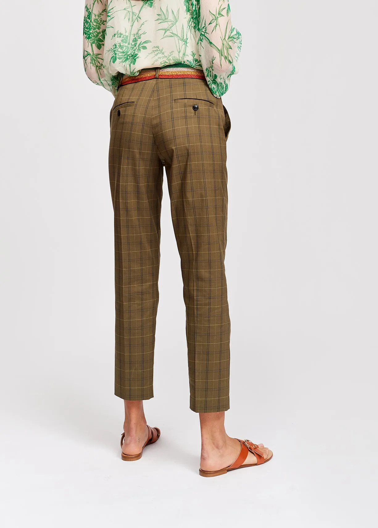 Brown plaid tailored trousers