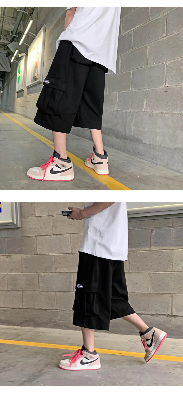 Cargo Shorts Men Summer Loose Casual Pants Korean Trendy Straight Cropped Basketball Sport Shorts