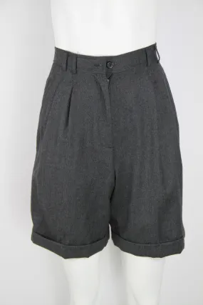 Charcoal pleated wool shorts - S