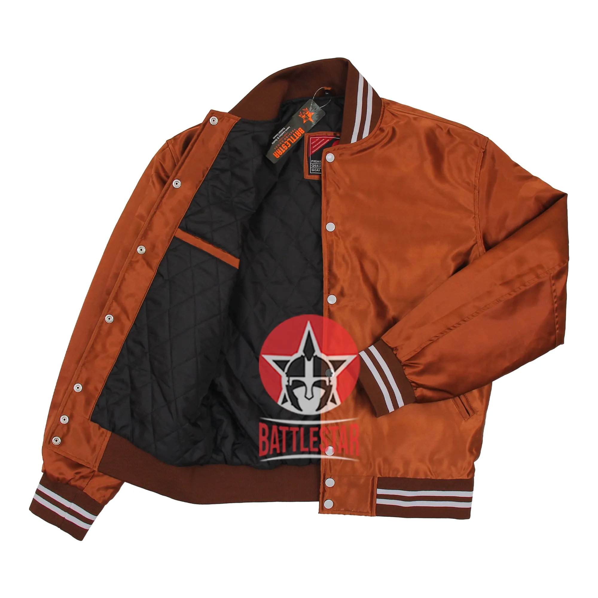 Chocolate Brown Satin Varsity Baseball Jacket