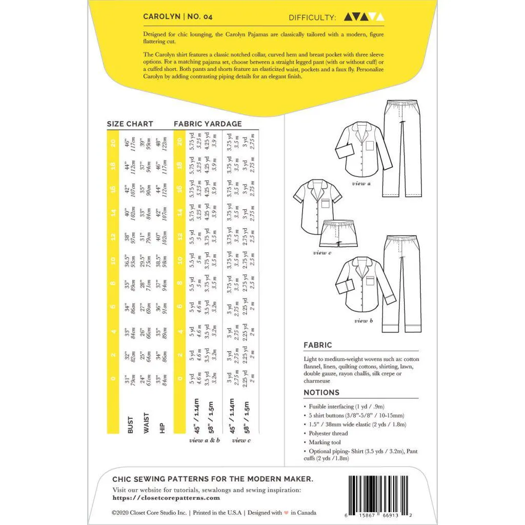 Closet Core Patterns - Carolyn Pajama