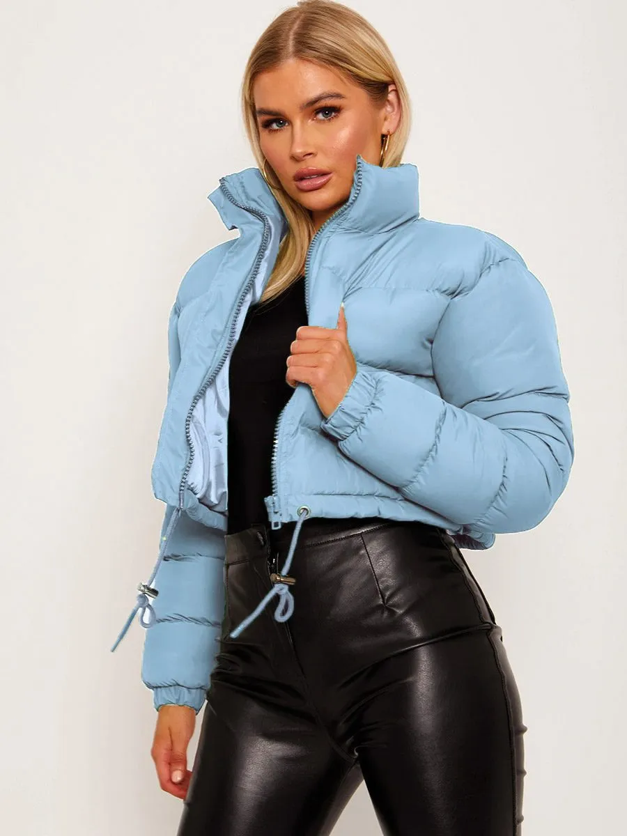 Dora Cropped Puffer Jacket In Blue