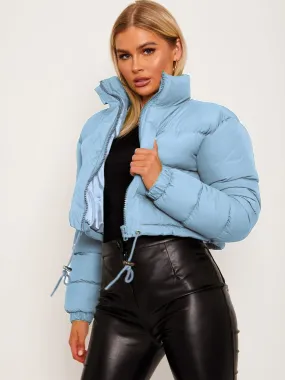 Dora Cropped Puffer Jacket In Blue