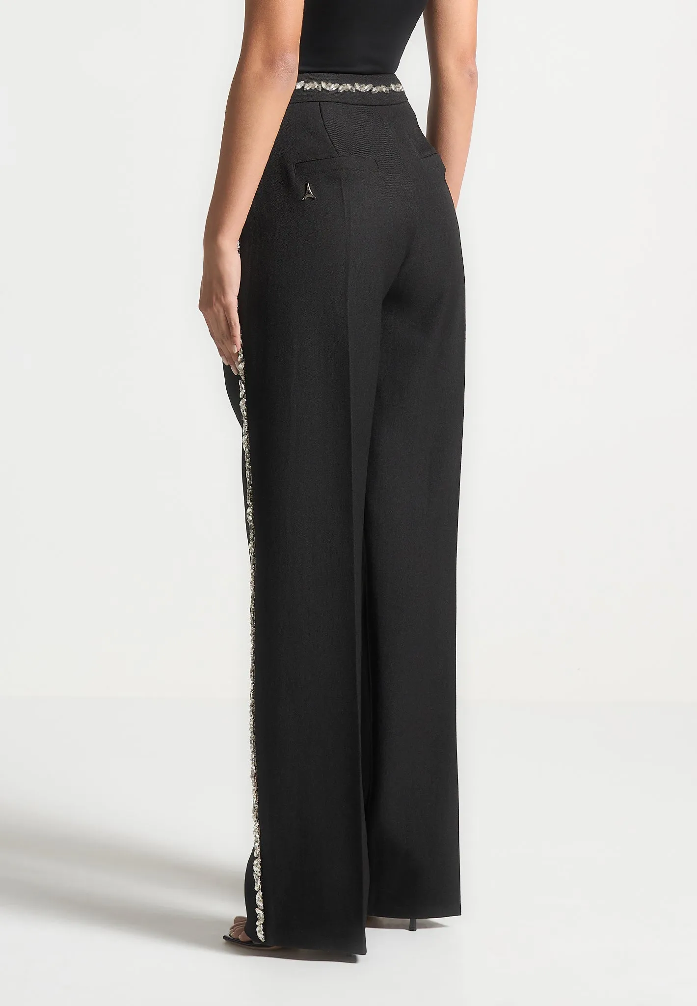 Embellished Tailored Trousers - Black