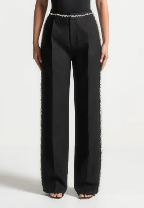 Embellished Tailored Trousers - Black