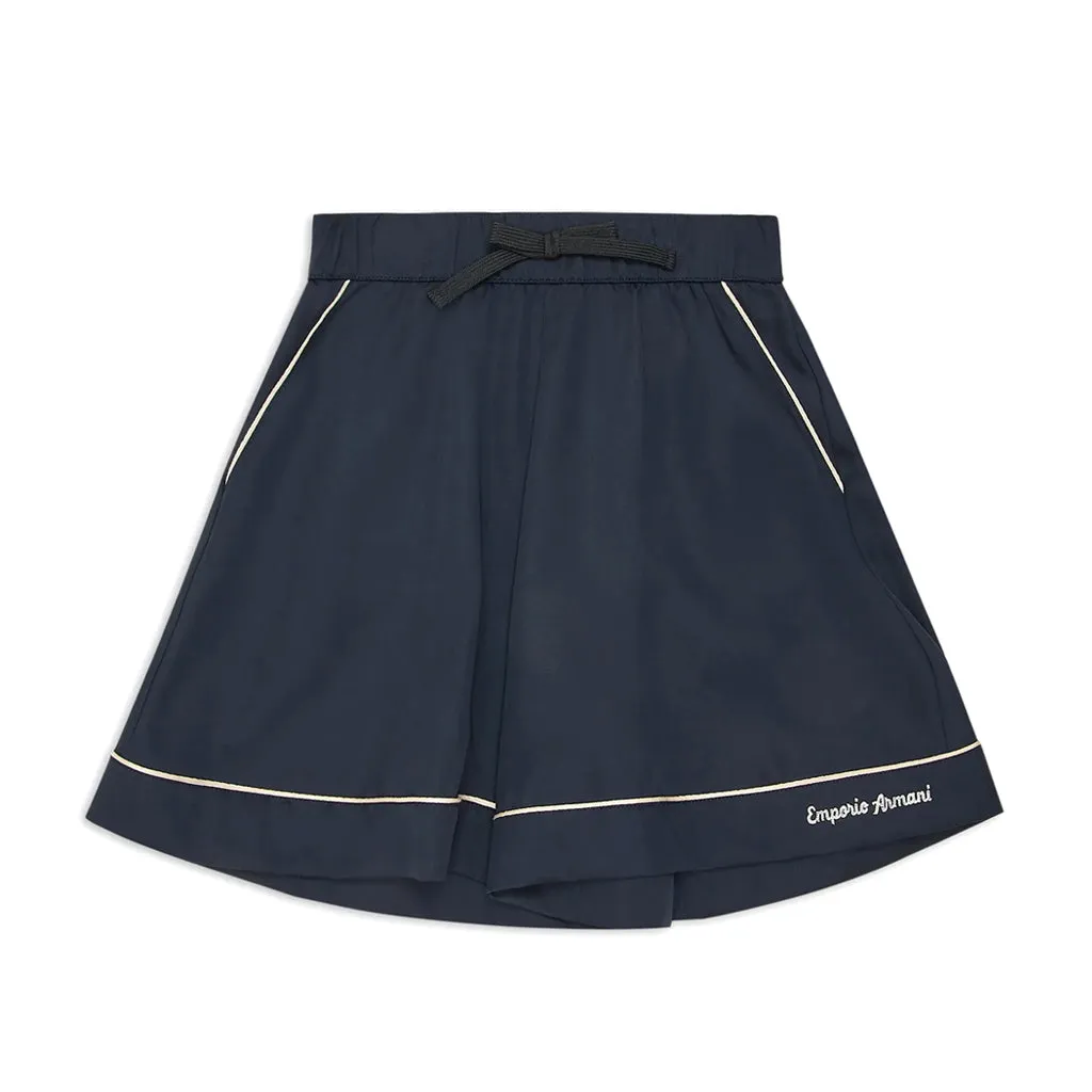 Emporio Armani Junior Modal Jersey Culottes With Piping And Logo Embroidery