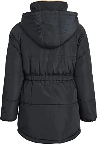 Faux Memory Puffer W/Elastic Black