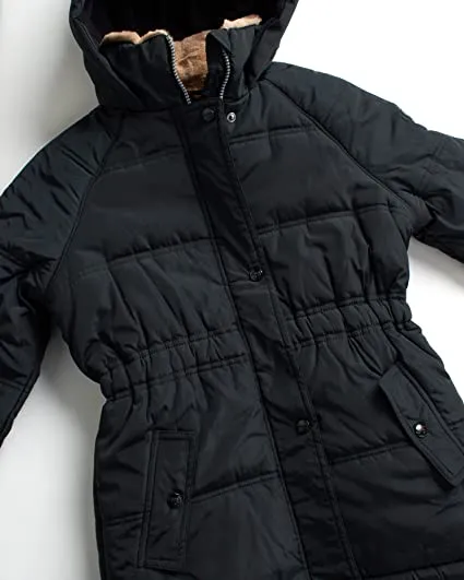 Faux Memory Puffer W/Elastic Black