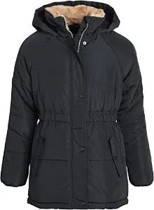 Faux Memory Puffer W/Elastic Black