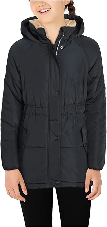 Faux Memory Puffer W/Elastic Black