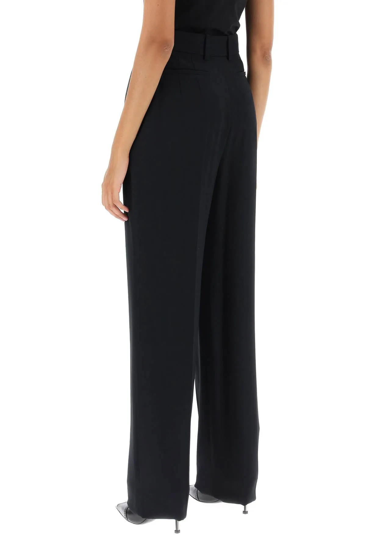 fluid crepe trousers