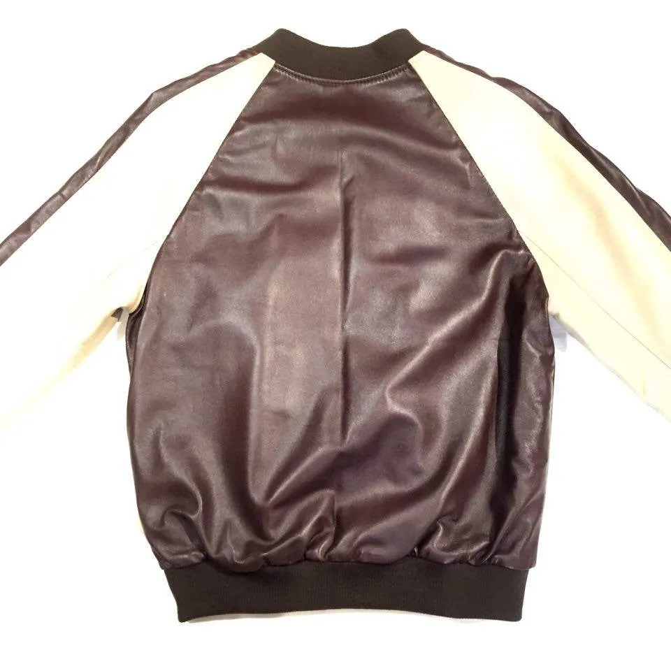 G-Gator Chocolate/Biege Lambskin Varsity Jacket