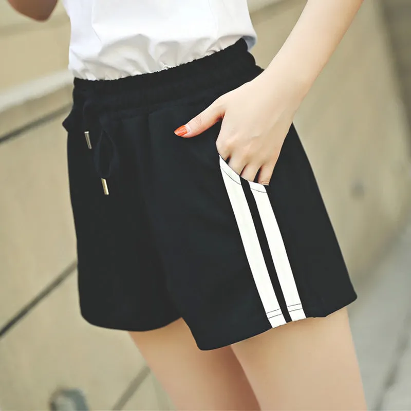 Gym Women Wide Leg Pants Summer Loose Korean Slim-Look High Waist All-Matching Student Jogging Plus Size Casual Shorts