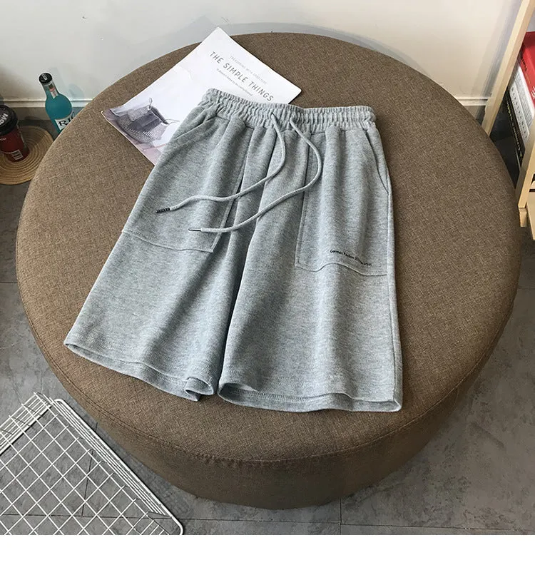 High Waist Mid-Length Outdoor Jogging Gym Shorts Women Summer Loose Slim-Look Straight Casual Wide Leg Pants ins Pants