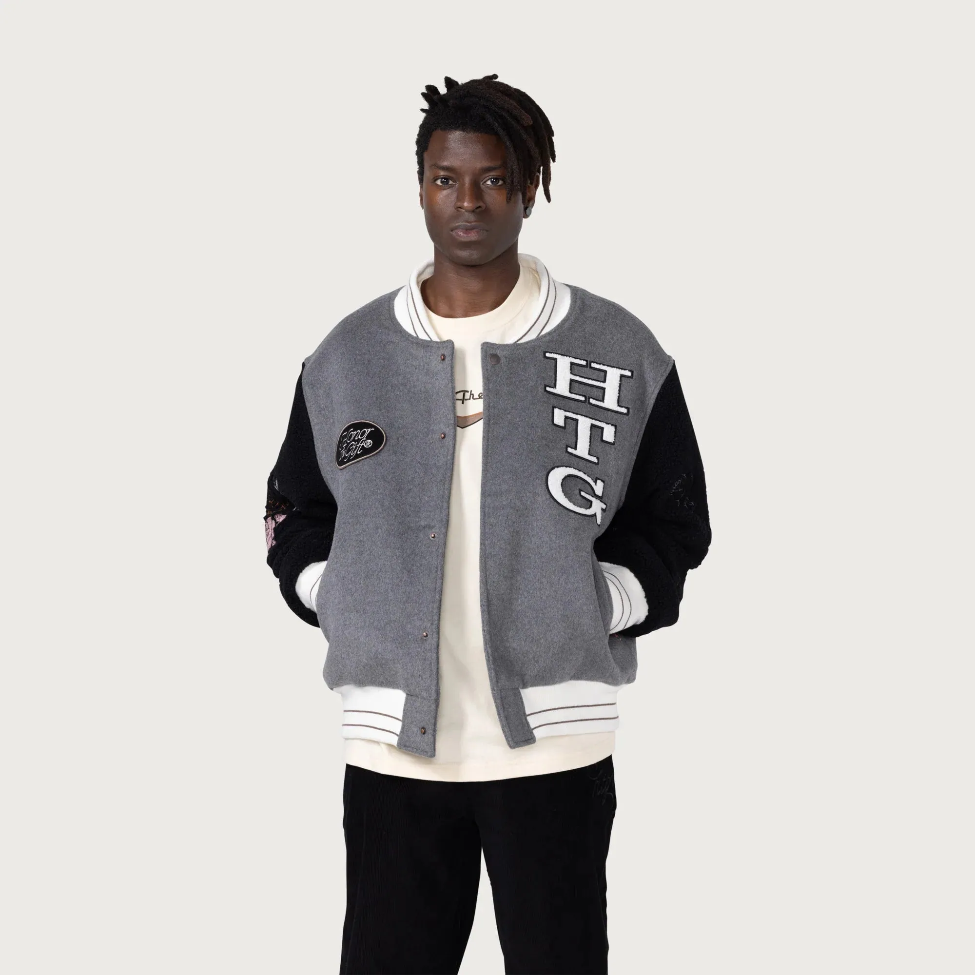 HTG Letterman Jacket Grey