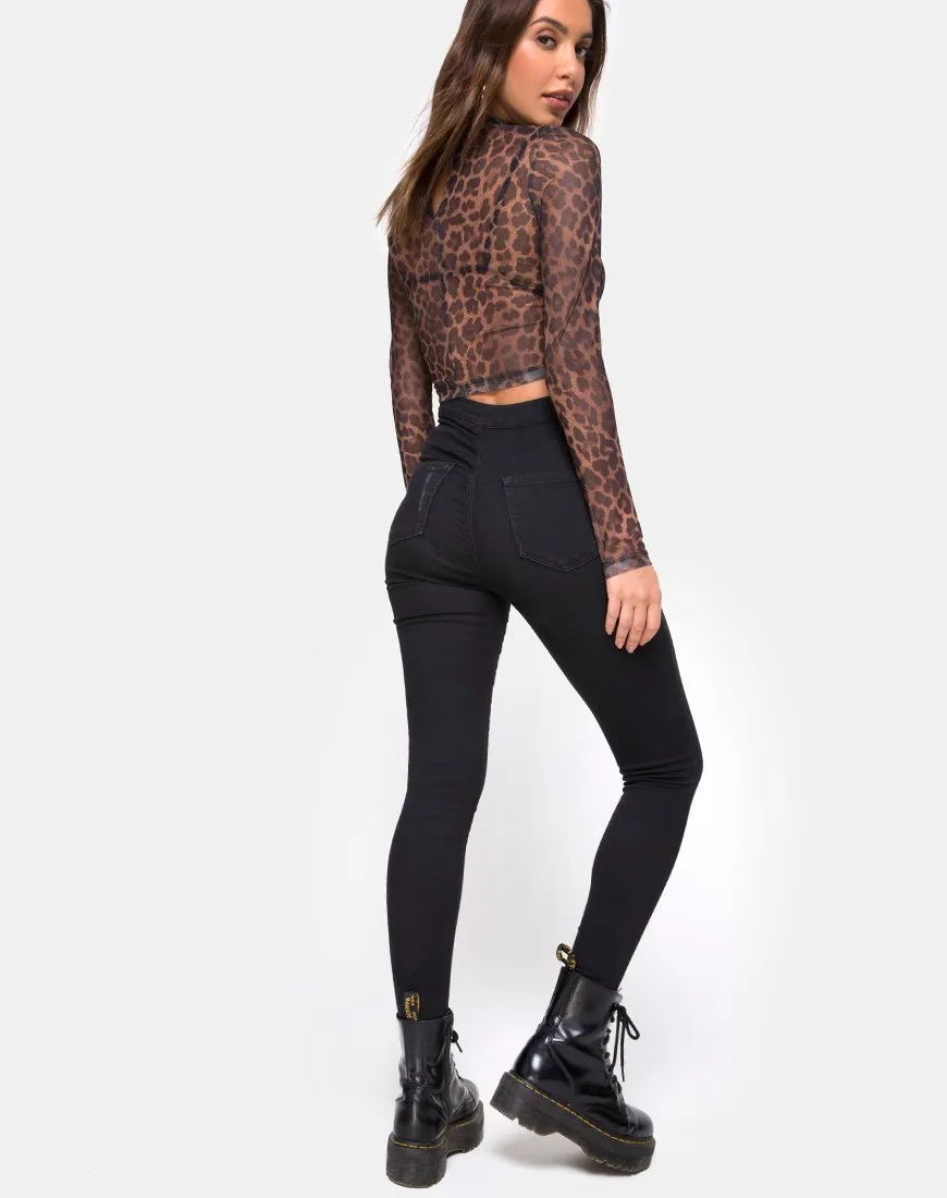 Lara Crop Top in Leopard Mesh