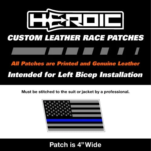 Leather Printed Patches - United States Flag - Thin Blue Line - Left Arm - Rush In