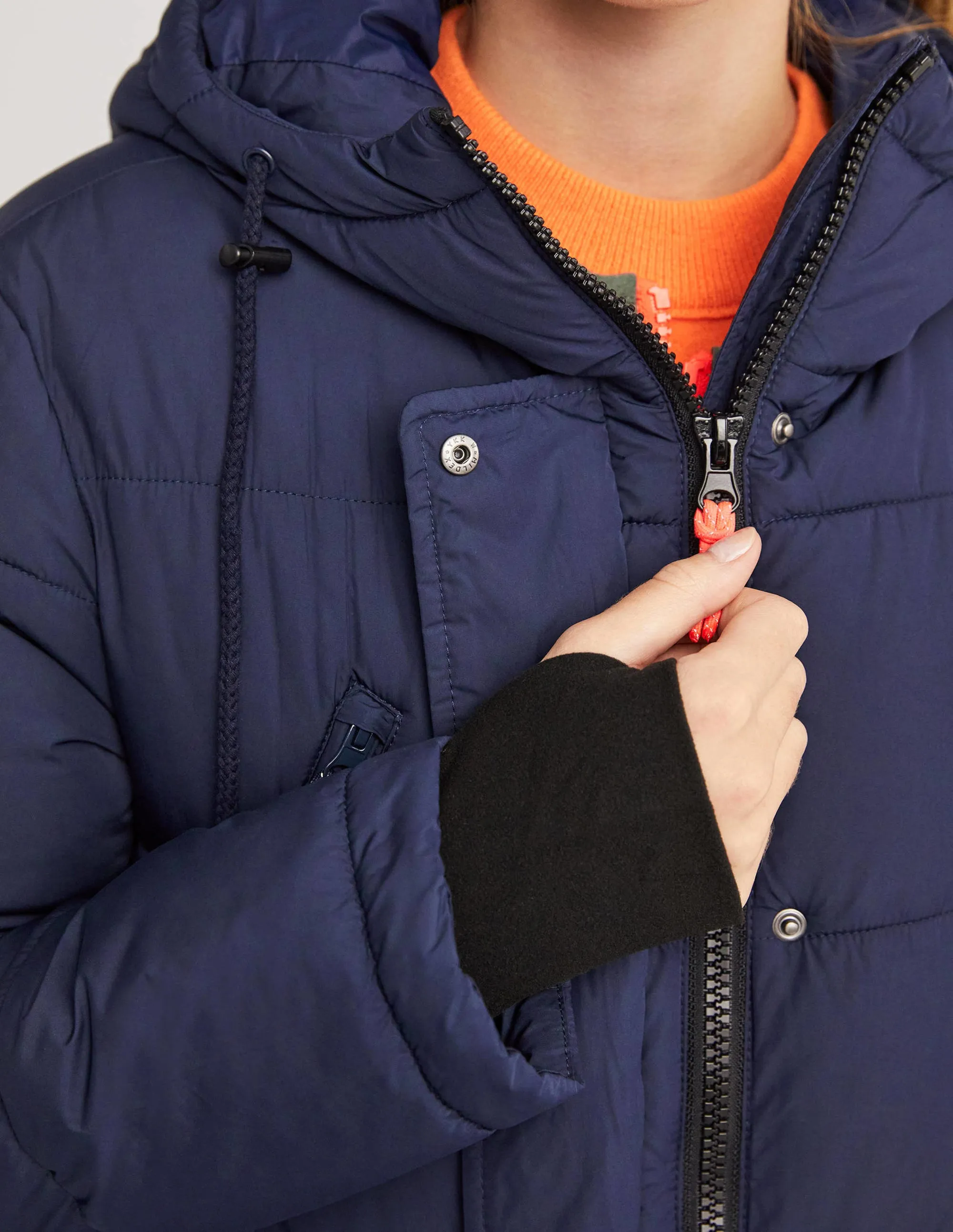 Longline Hooded Puffer Coat-Navy