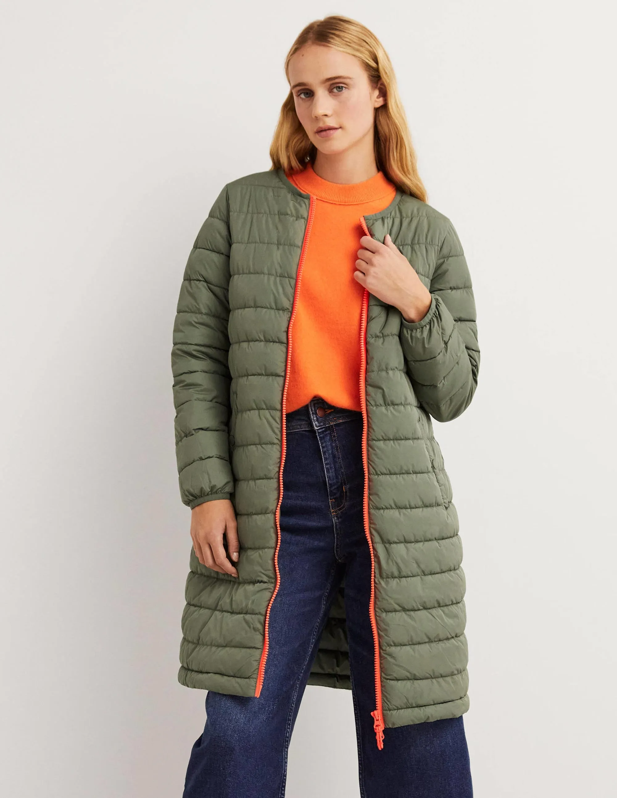 Longline Hooded Puffer Coat-Navy