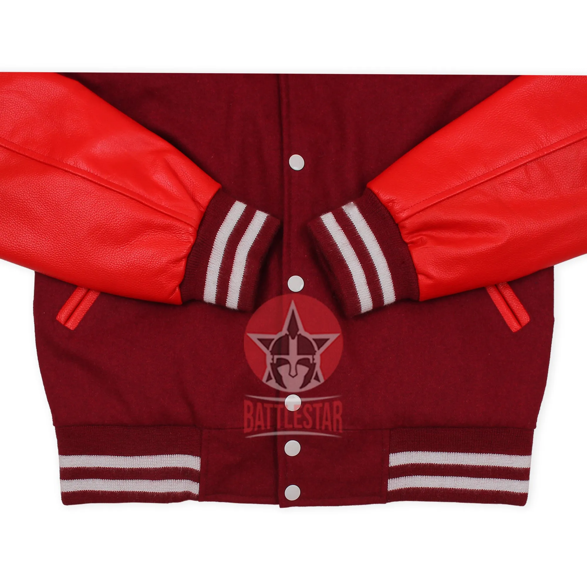 Maroon Wool Body Red Leather Sleeves Varsity Baseball Jacket