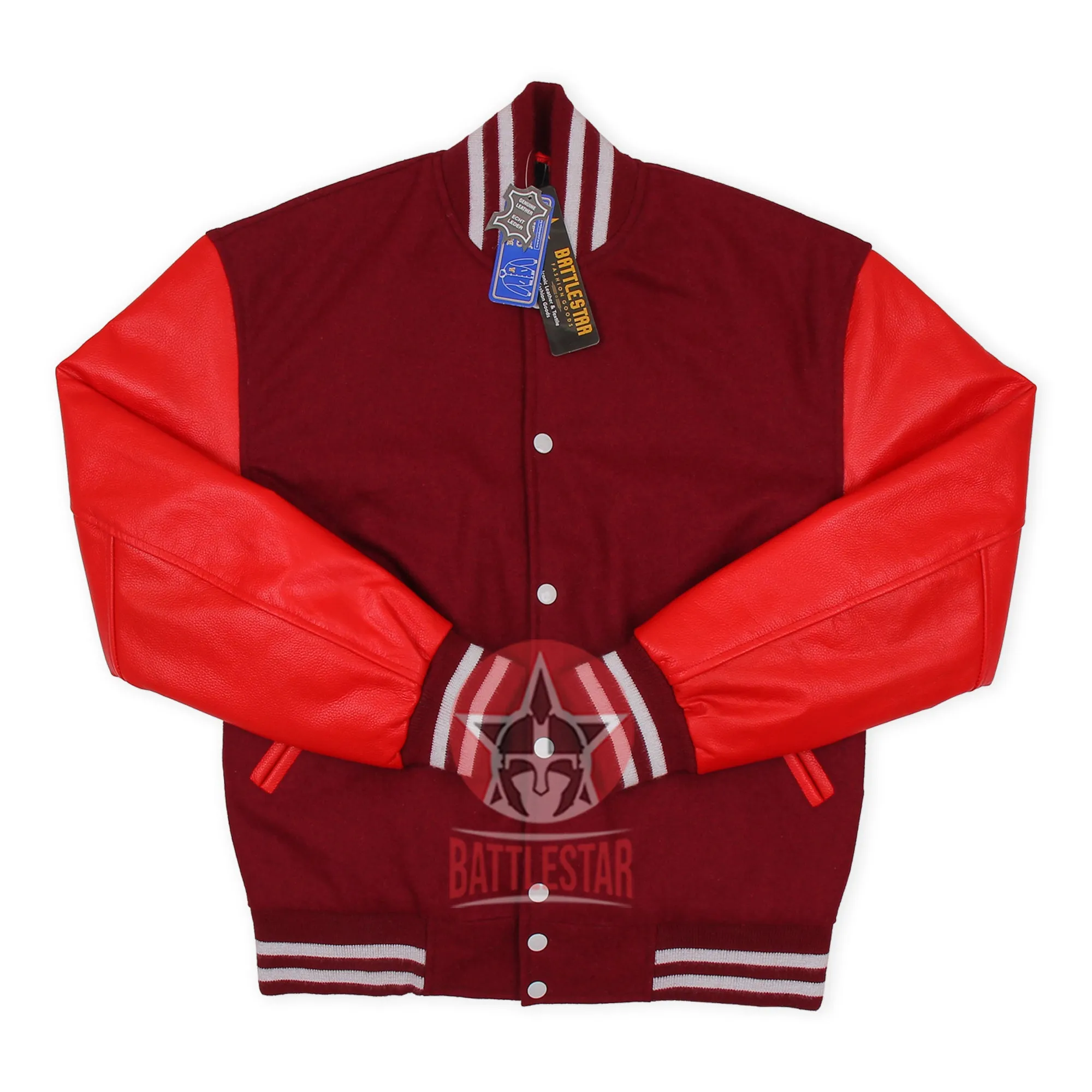 Maroon Wool Body Red Leather Sleeves Varsity Baseball Jacket