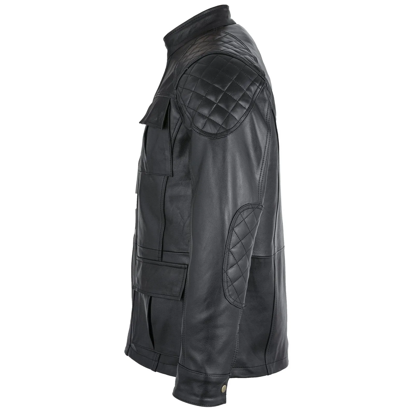 Mens Soft Black Leather Biker Long Jacket - Three Quarter Jackets