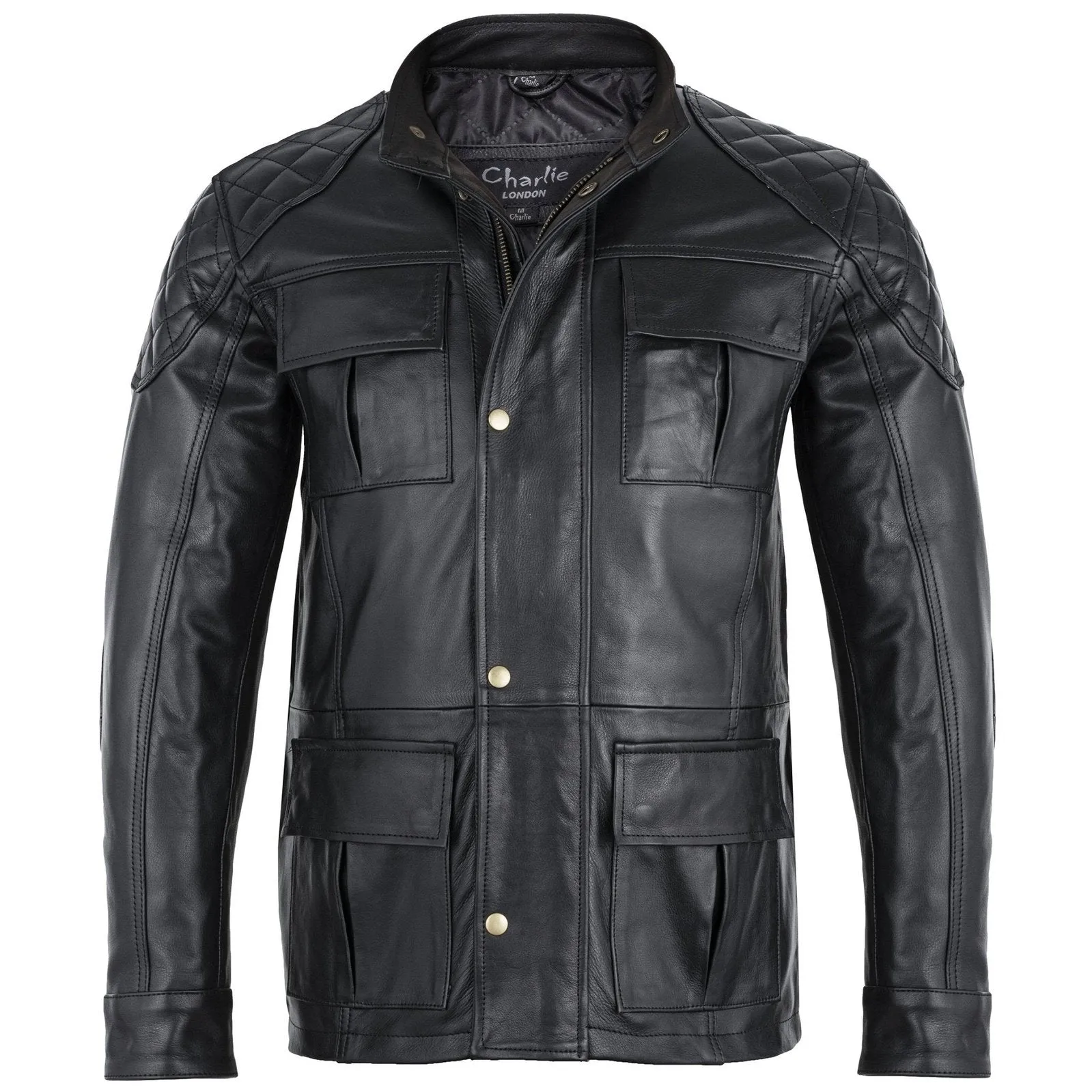 Mens Soft Black Leather Biker Long Jacket - Three Quarter Jackets