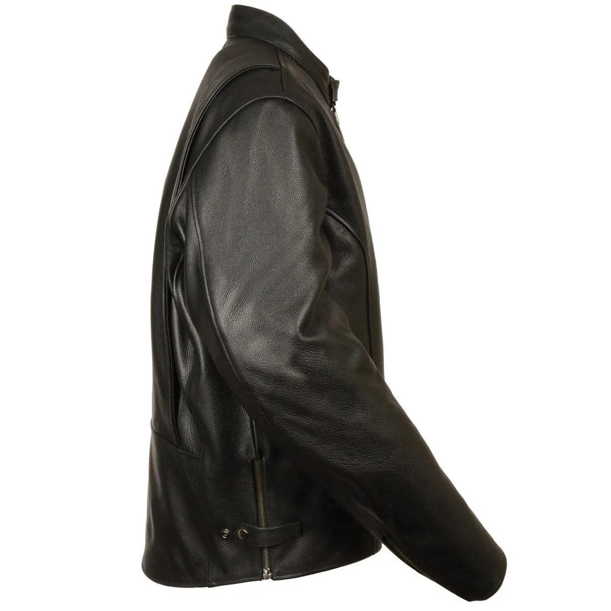 Milwaukee Leather Men's Classic Scooter Jacket with Side Zippers and Gun Pockets