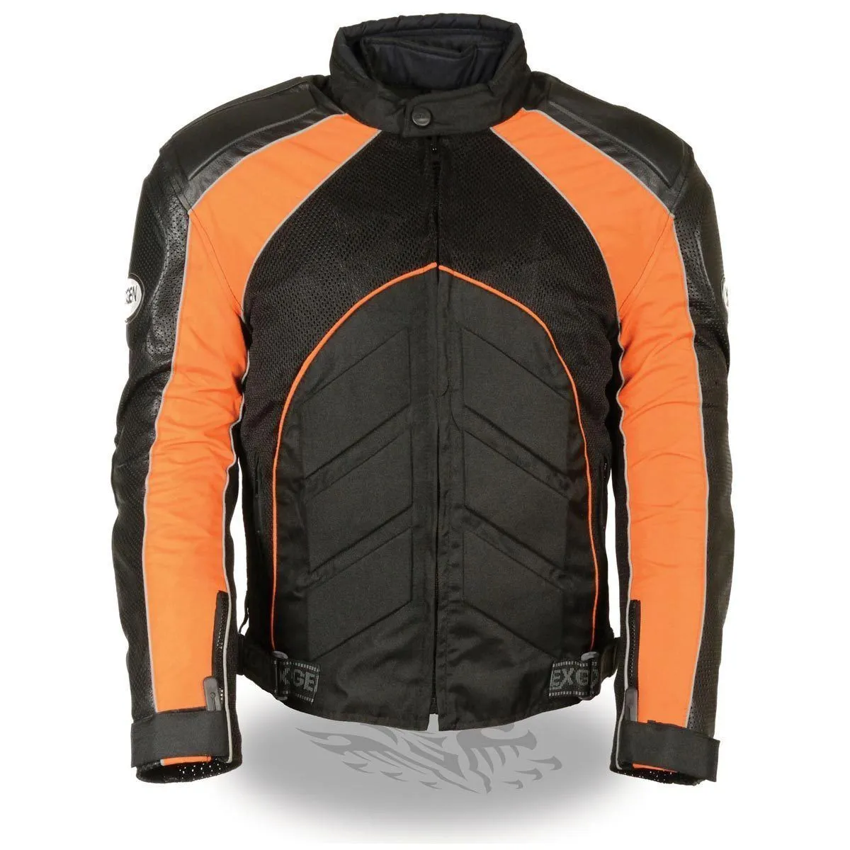 Milwaukee Leather Men's Combo Black/Orange Armored Leather/Textile/Mesh Jacket