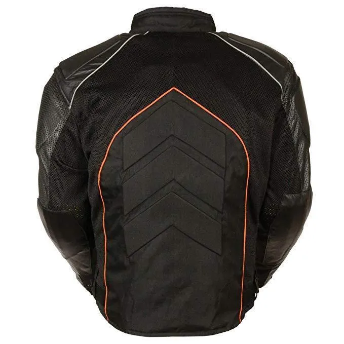 Milwaukee Leather Men's Combo Black/Orange Armored Leather/Textile/Mesh Jacket