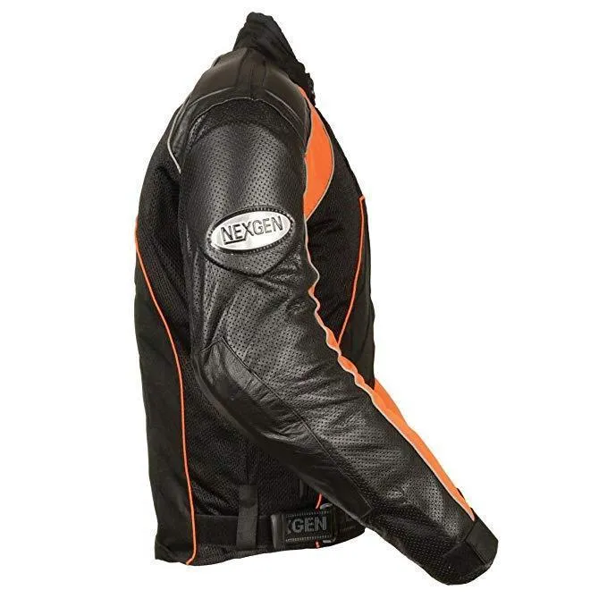 Milwaukee Leather Men's Combo Black/Orange Armored Leather/Textile/Mesh Jacket