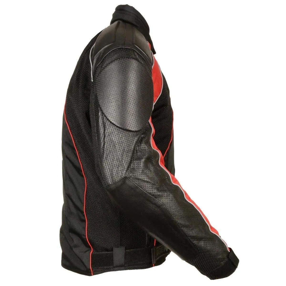 Milwaukee Leather Men's Combo Black/Red Armored Leather/Textile/Mesh Jacket