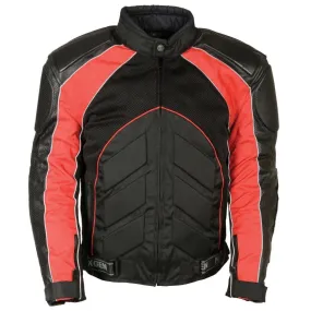 Milwaukee Leather Men's Combo Black/Red Armored Leather/Textile/Mesh Jacket