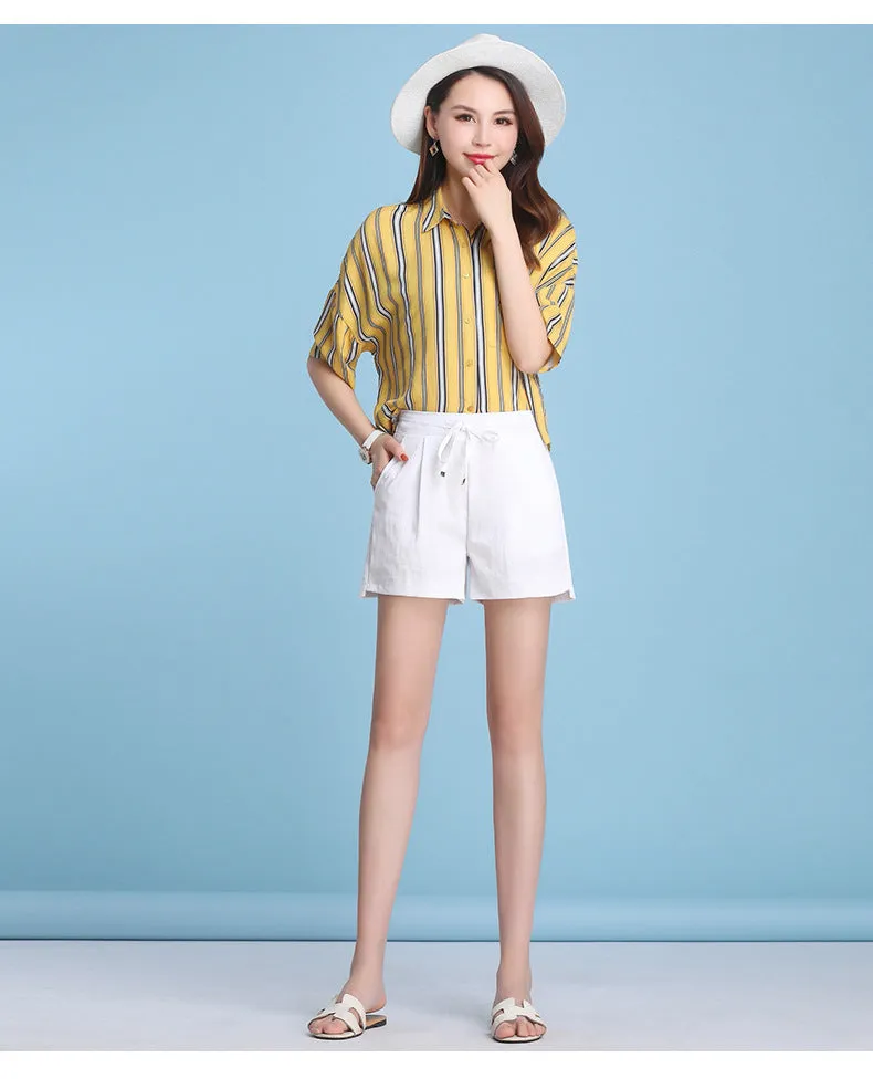 Multicolor Women Outdoor Strap Pants Summer Thin Black Beach High Waist Casual Cotton Shorts