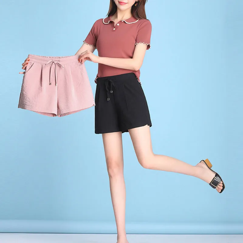 Multicolor Women Outdoor Strap Pants Summer Thin Black Beach High Waist Casual Cotton Shorts