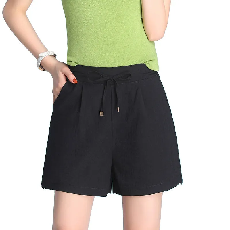 Multicolor Women Outdoor Strap Pants Summer Thin Black Beach High Waist Casual Cotton Shorts