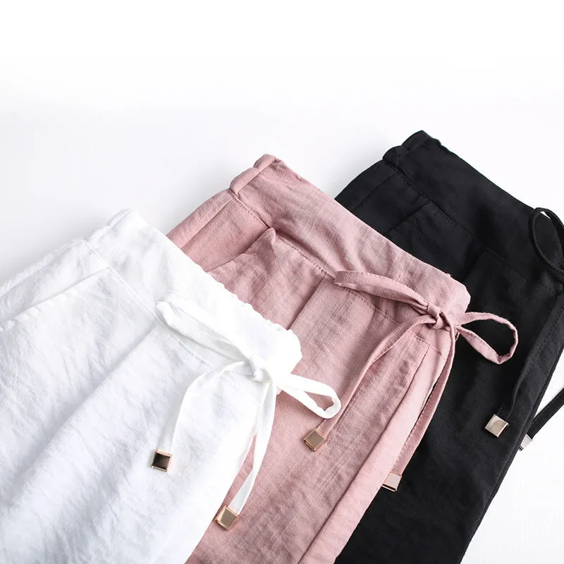 Multicolor Women Outdoor Strap Pants Summer Thin Black Beach High Waist Casual Cotton Shorts