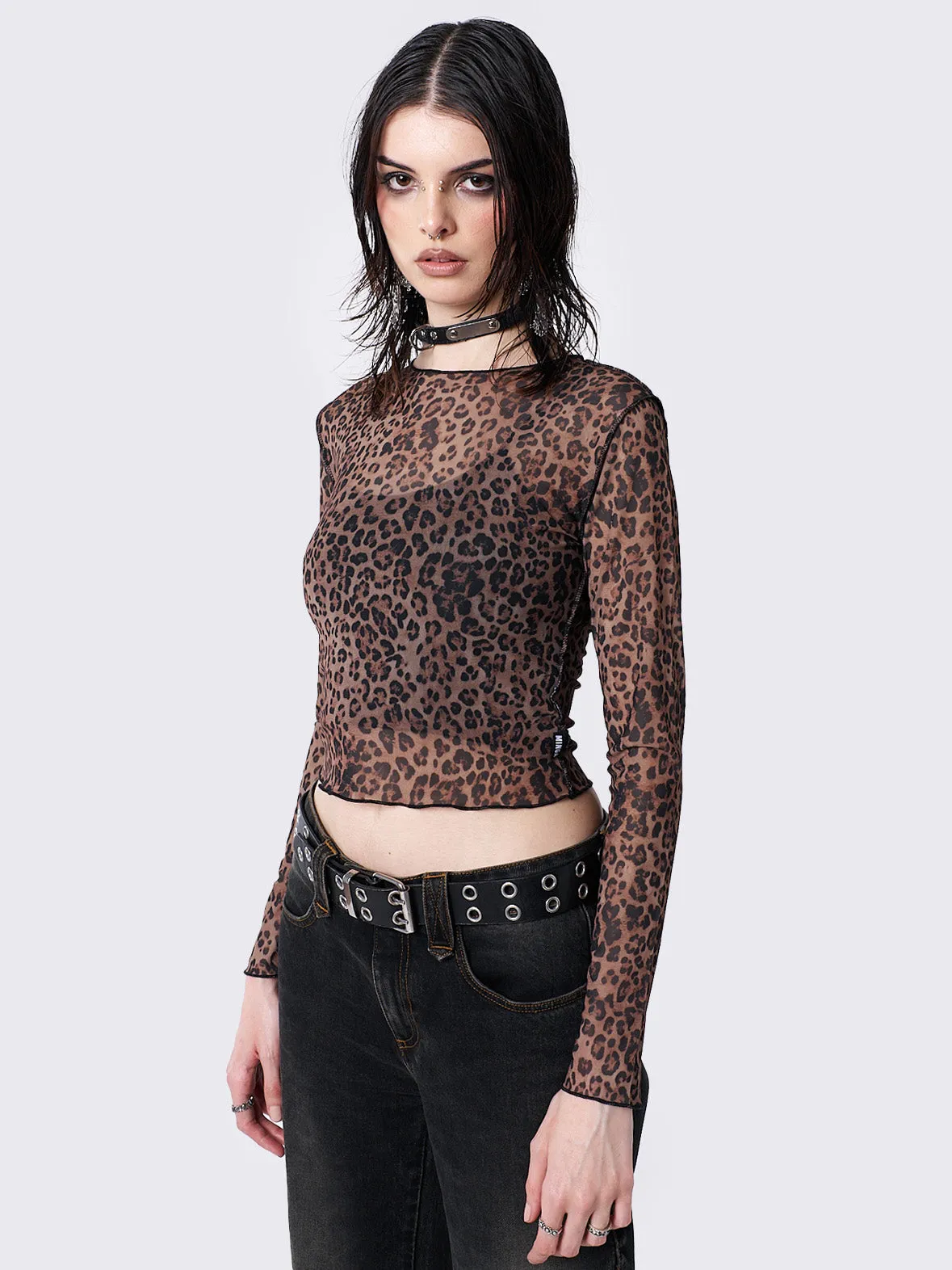 Nala Leopard Print Mesh Top