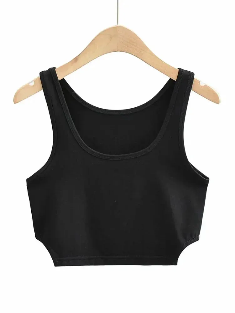 New Girls Cropped Tanks Solid Color Crop Top