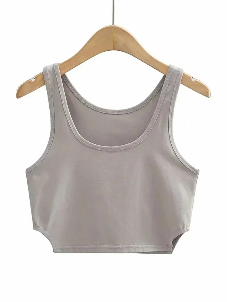 New Girls Cropped Tanks Solid Color Crop Top