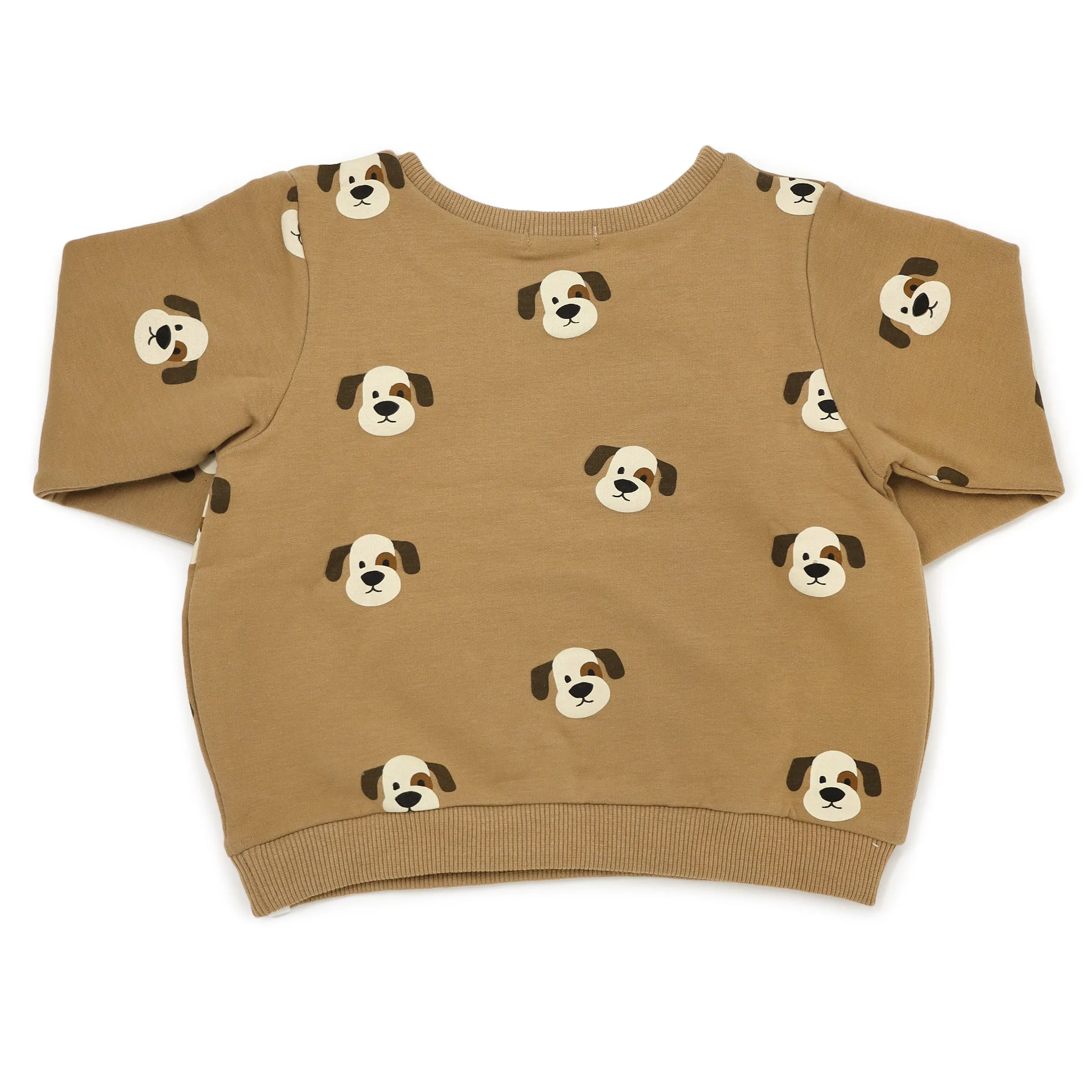 oh baby! Brooklyn Boxy Sweatshirt - Puppy Faces Print - Caramel