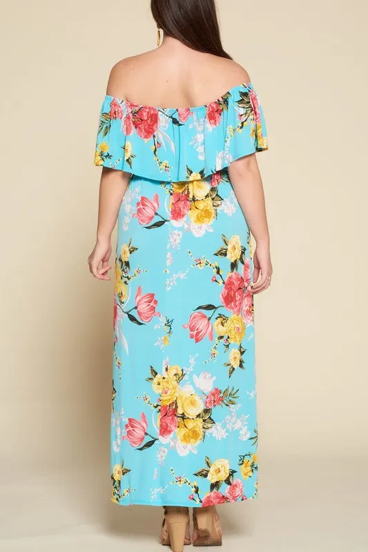 Plus Size Floral Maxi Dress with Belt