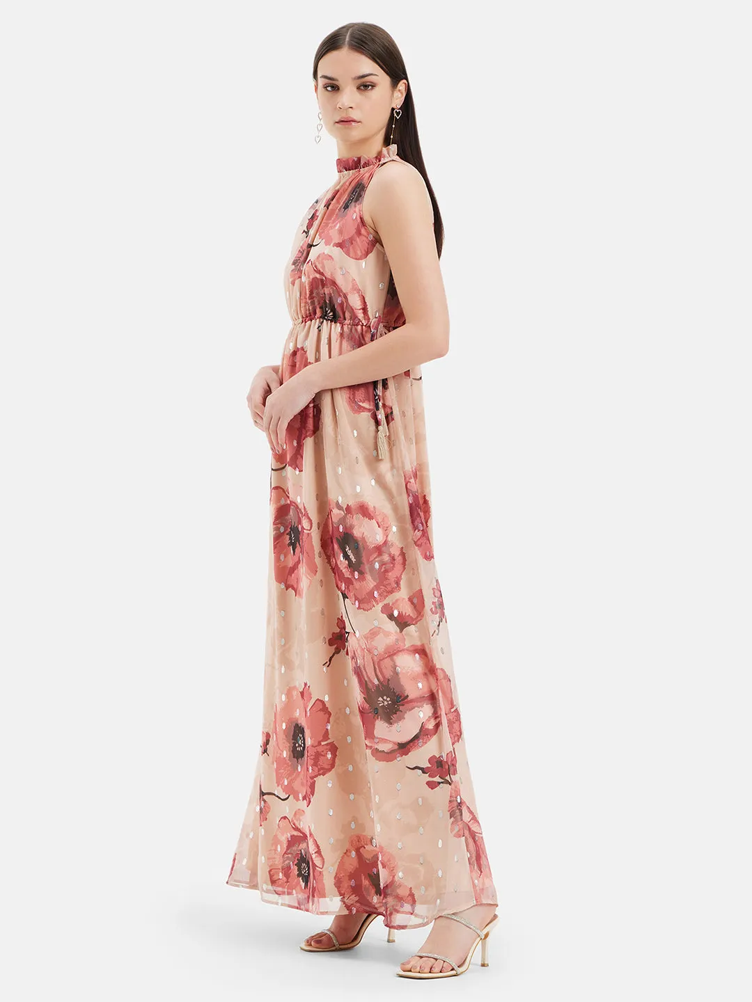 Poppy Printed Halter Neck Maxi Dress