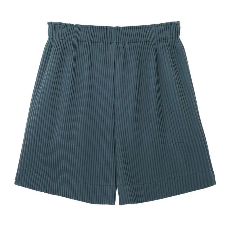 Popular Fold Shorts Pleated All-Matching Slim-Look Women Wide Leg Bermuda Shorts