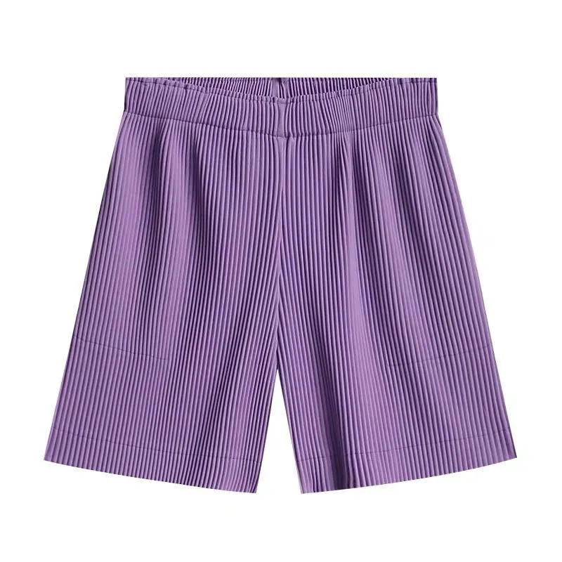 Popular Fold Shorts Pleated All-Matching Slim-Look Women Wide Leg Bermuda Shorts